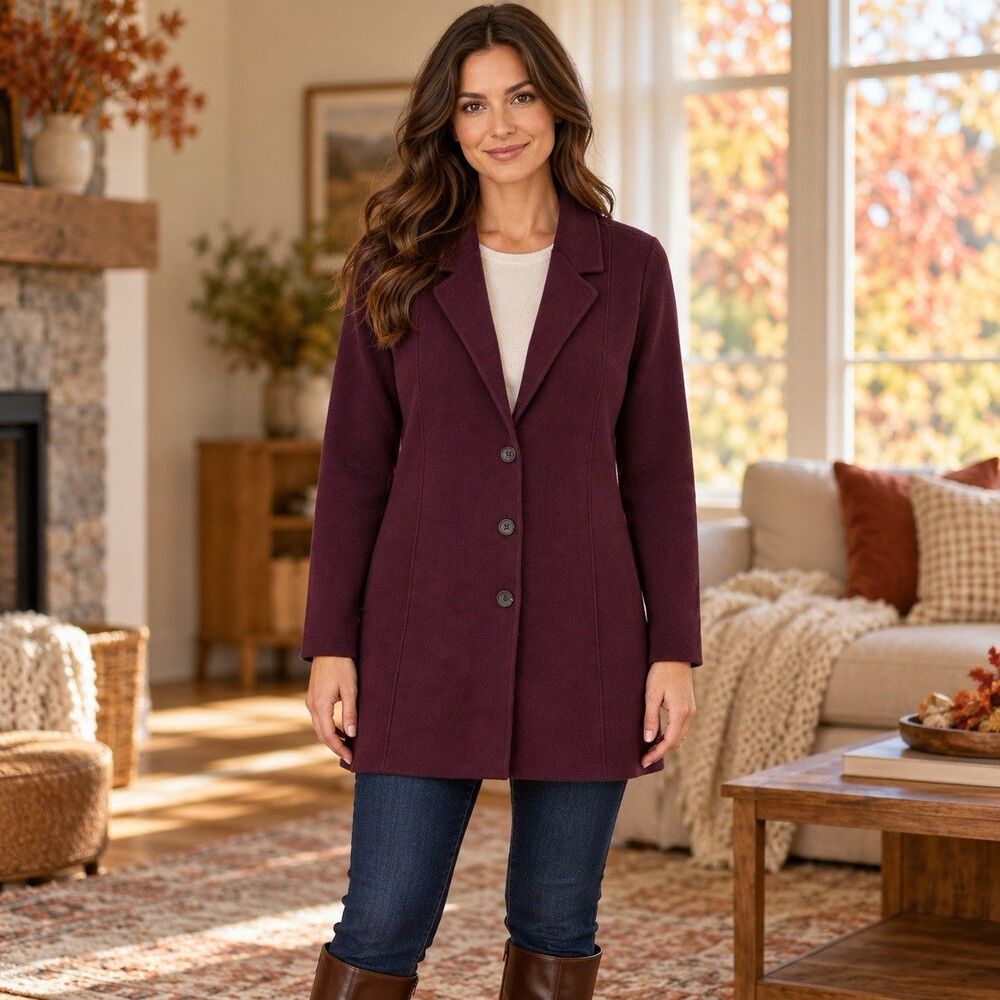 J.Jill Longline Sweater Blazer Jacket Spiced Wine M Minimalist Academia Preppy